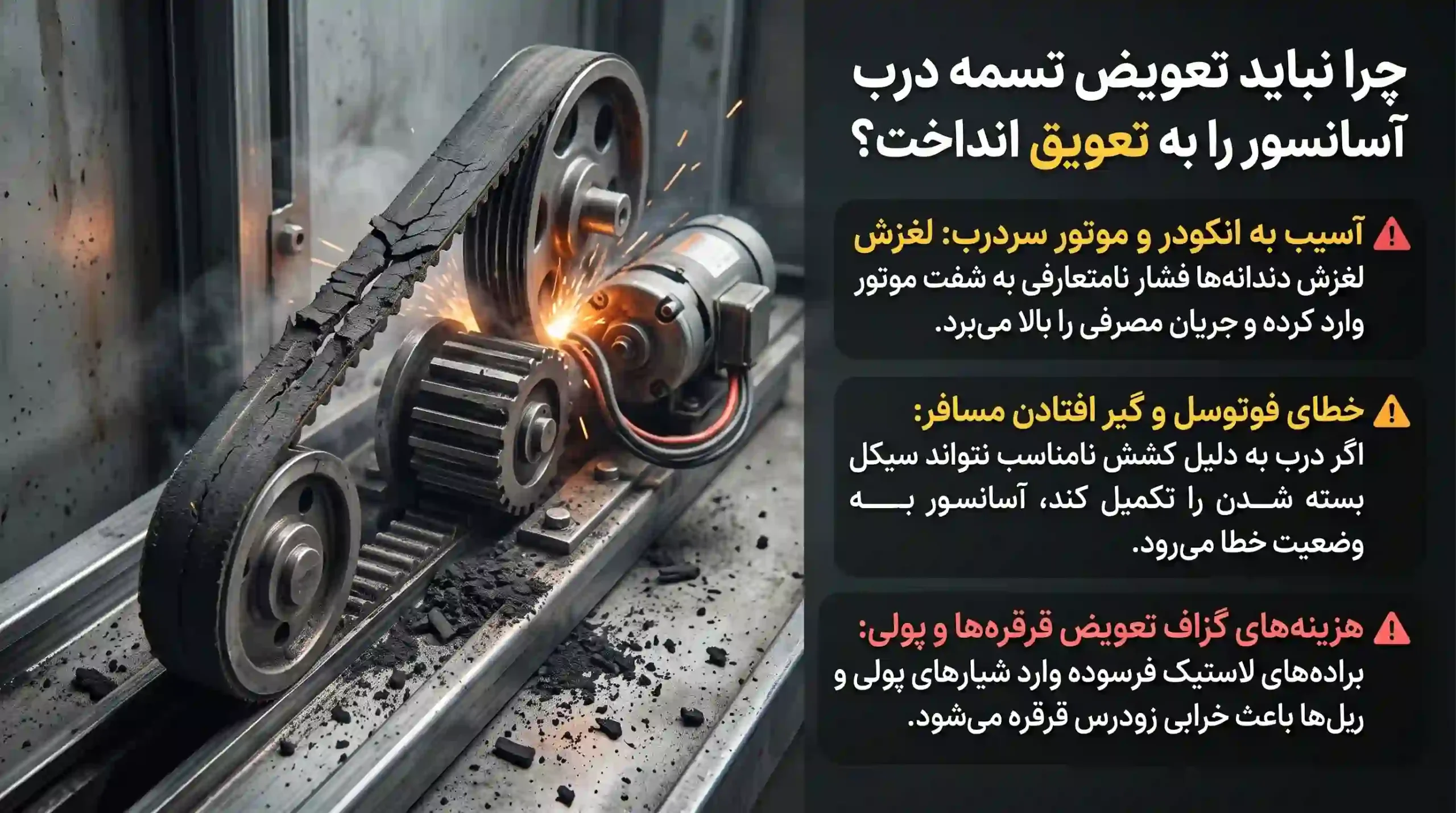  تعویض تسمه درب آسانسور