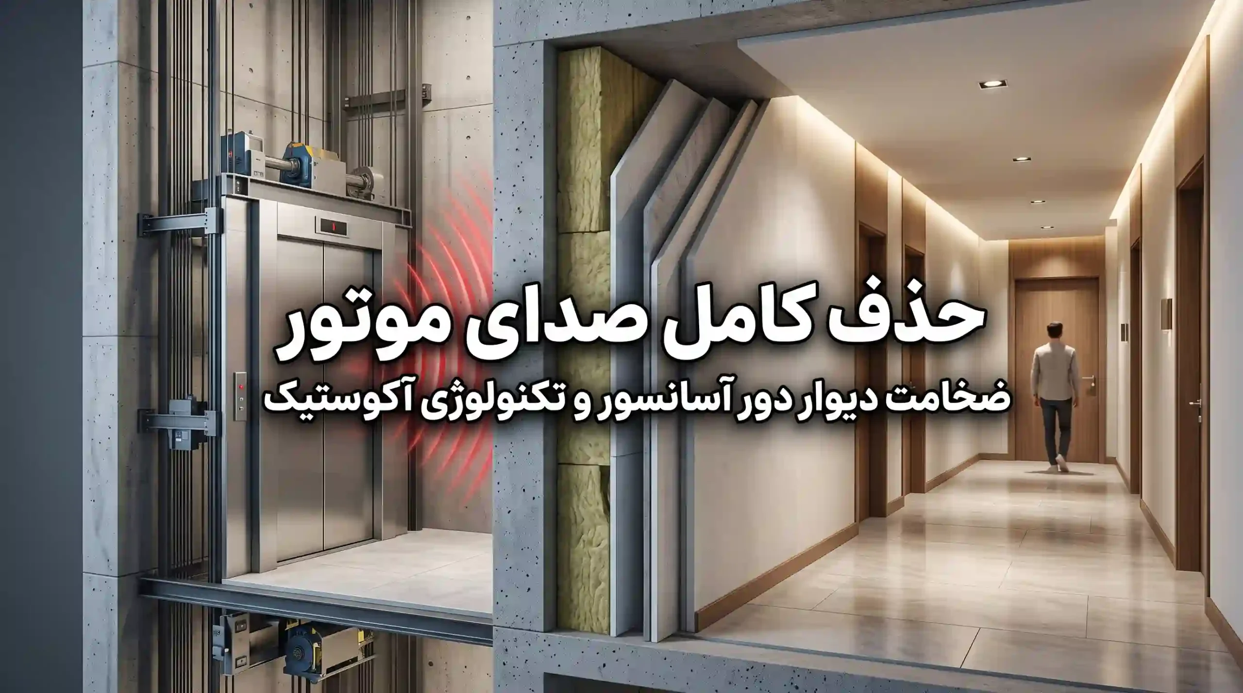 ضخامت دیوار دور آسانسور [حذف کامل صدای موتور]