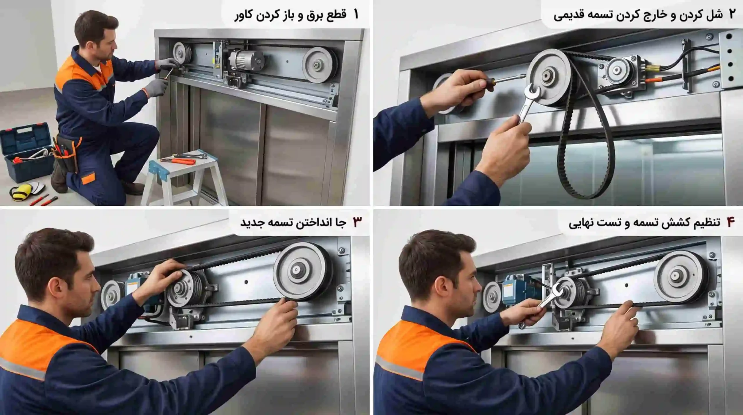  تعویض تسمه درب آسانسور